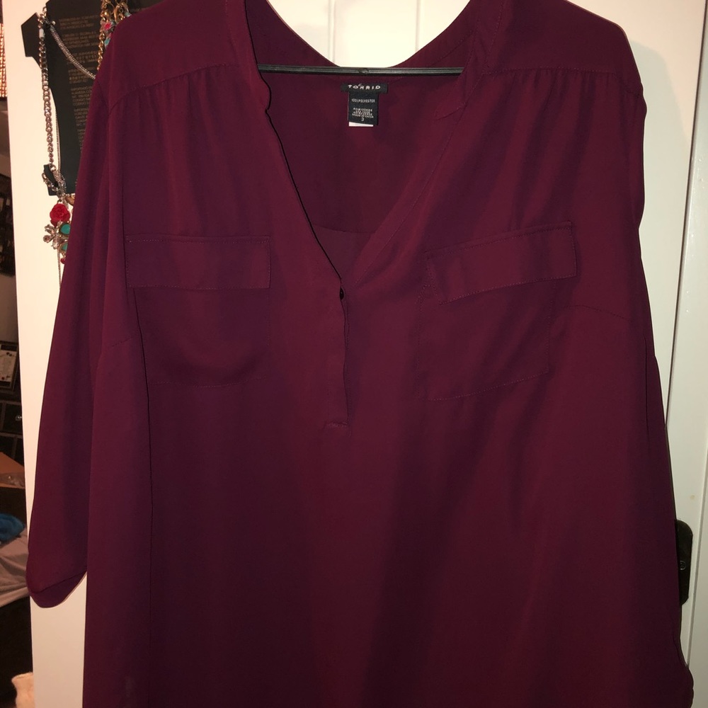 BURGUNDY GEORGETTE PULLOVER TUNIC